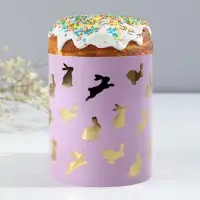 Форма ободок для кулича с тиснением «Кролики» на пасху, 32.2×9 см
