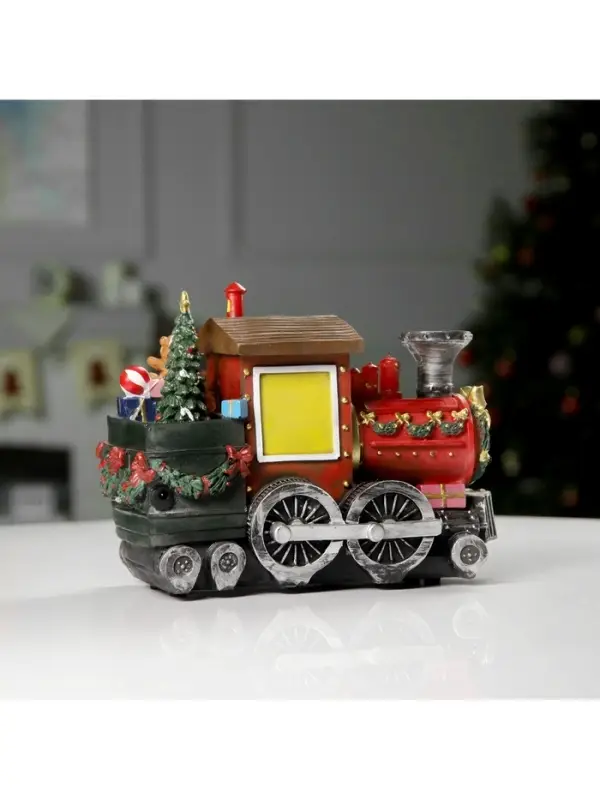 Светодиодная фигура &laquo;Паровоз с Дедом Морозом&raquo; 26.5&times;19.5&times;12.5 см, полистоун, от батареек ААх3, USB, свечение мульти