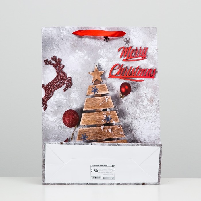 Пакет ламинированный "Деревянная ёлка" 32 х 42 х 12