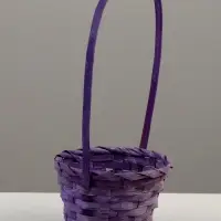 Корзина плетёная для хранения, 13&times;13&times;9.5 см, ручка h=21 см, бамбук, фиолетовая