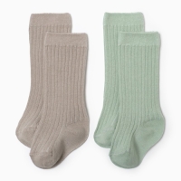 Гольфы детские 2 пары Крошка Я BASIC LINE, 10-12 см, зеленый/ бежевый