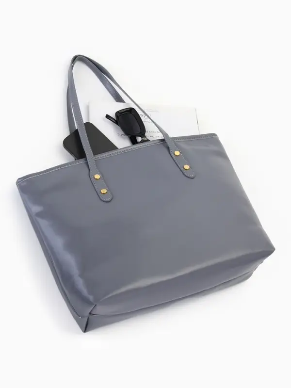 Сумка-шопер женская на молнии, размер 30.5&times;12&times;27 см, однотонная, серая