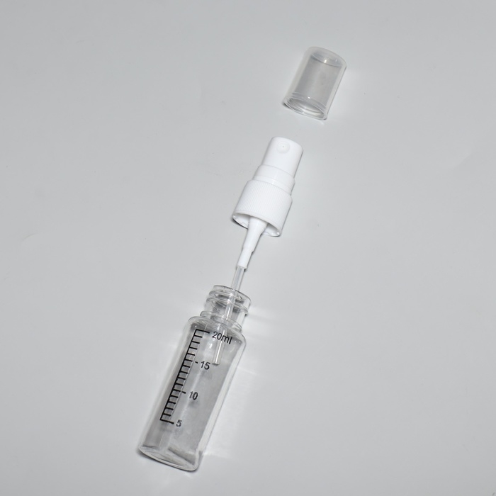 Бутылочка для хранения, с распылителем, со шкалой деления, 20 мл, цвет белый/прозрачный Бутылочка для хранения, с распылителем, со шкалой деления, 20 мл, цвет белый/прозрачный