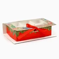 Коробка под 6 конфет с ячейками &laquo;Новогодние атрибуты&raquo; 14.5&times;9.5&times;3.5 см