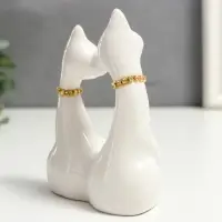 Фигурка керамика &laquo;Белые кот и кошка в цветок, ошейник из страз&raquo;, 12&times;9&times;4.5 см