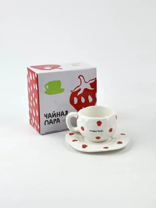 Чайная пара «Клубничка», 300 мл