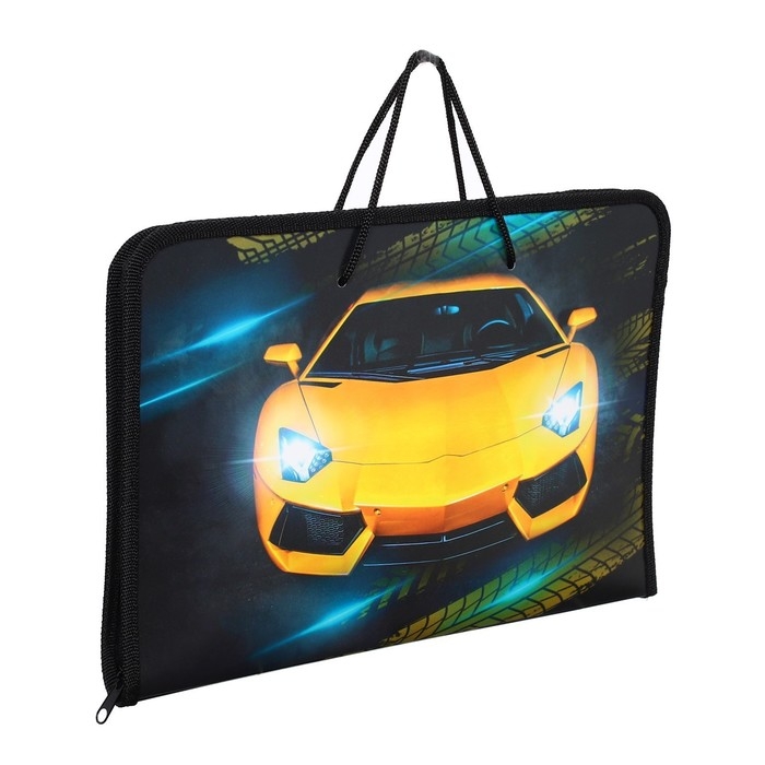 Папка для труда А4 с ручками, 325 х 230 х 25 мм, молния вокруг, откидная планка, пластиковая, ПТР-6 Calligrata  Папка для труда А4 с ручками, 325 х 230 х 25 мм, молния вокруг, откидная планка, пластиковая, ПТР-6 Calligrata "Тачка"