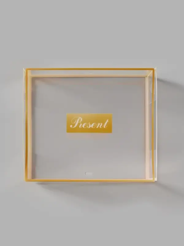 Коробка подарочная пластиковая с тишью и гирляндой Present, 20&times;18&times;5 см