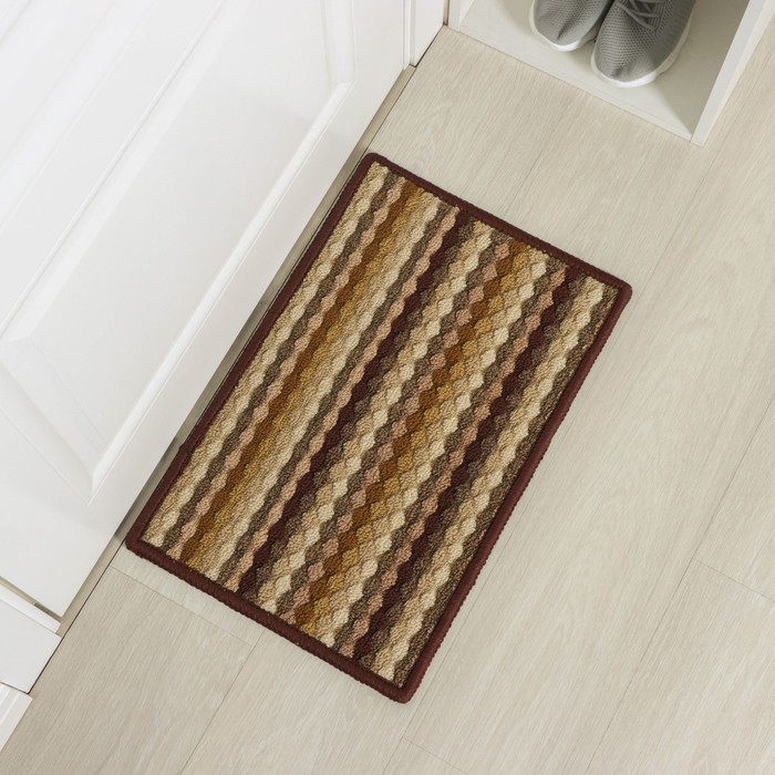 Коврик влаговпитывающий придверный Доляна «Цветная косичка», 38×57 см, цвет коричневый Коврик влаговпитывающий придверный Доляна «Цветная косичка», 38×57 см, цвет коричневый
