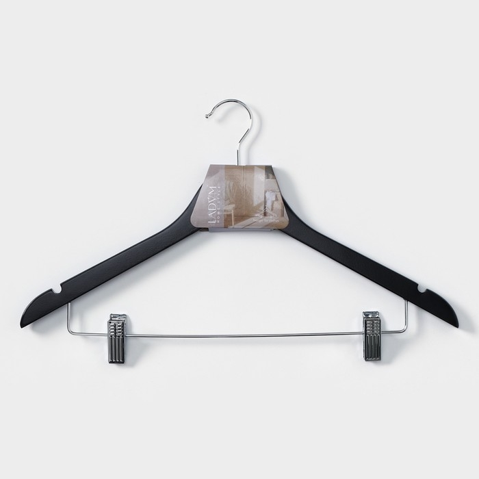 Плечики - вешалка для брюк и юбок LaDо́m Bois, 44,5×1,2×27,5 см, с зажимами, широкие плечики, деревянная сорт А Плечики - вешалка для брюк и юбок LaDо́m Bois, 44,5×1,2×27,5 см, с зажимами, широкие плечики, деревянная сорт А