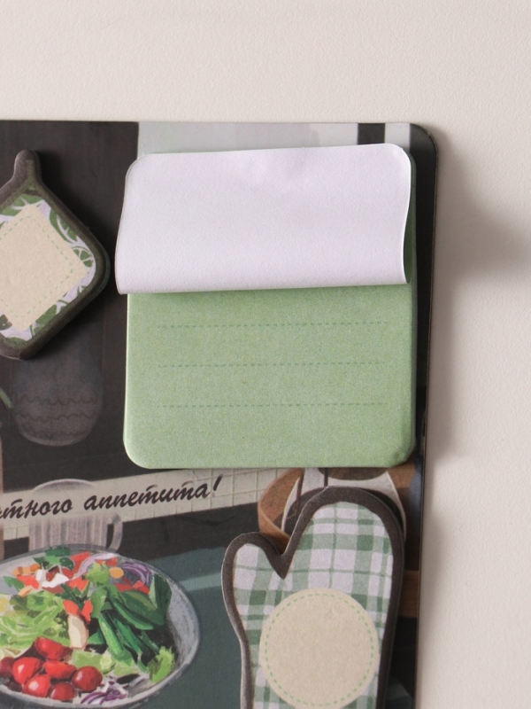 Магнит с блоком для записей и стикерами  Магнит с блоком для записей и стикерами "Приятного аппетита!" 10х12 см