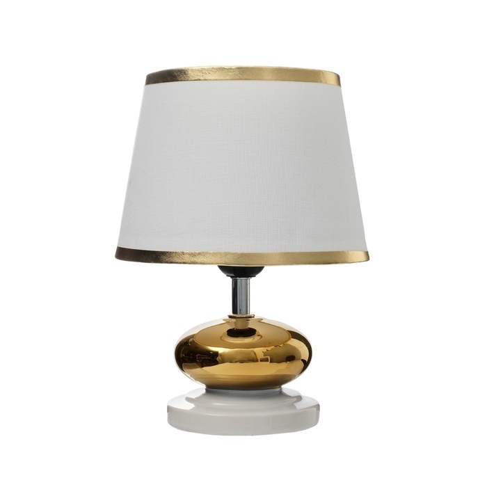 Настольная лампа с абажуром RISALUX «Капли», 1×40 Вт, Е27, белый/золото, 17×17×24 см Настольная лампа с абажуром RISALUX «Капли», 1×40 Вт, Е27, белый/золото, 17×17×24 см