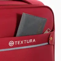 Чемодан 20",Текст,36*25*58,отд на молнии,1 нар/карм, увелич,код замок,4 колеса, красный