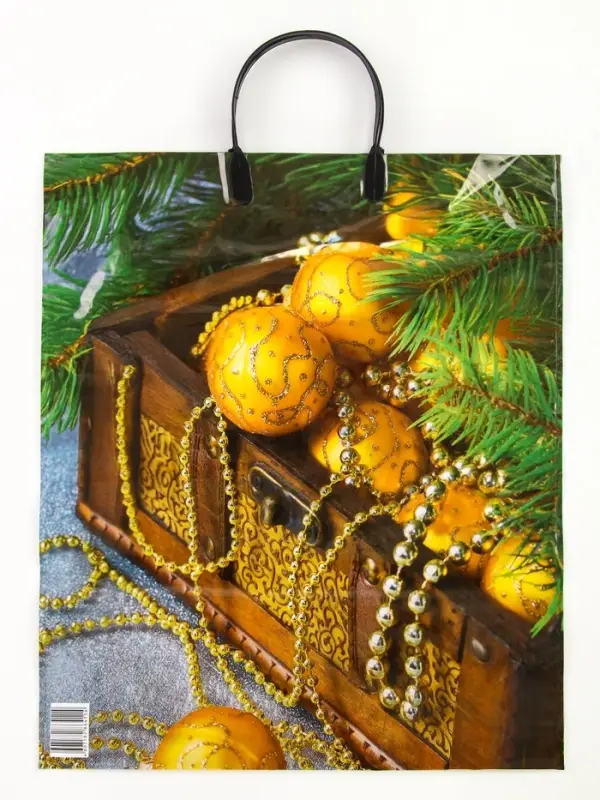 Пакет Пакет "Новогодние сокровища", полиэтиленовый с пластиковой ручкой, 38х45 см, 90 мкм