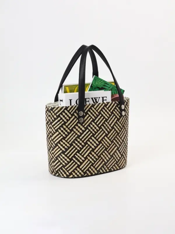 Сумка плетёная из пандана, 27&times;19&times;42 см, бежево-коричневая