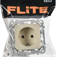 FLITE Розетка с заземлением без защитных шторок безвинтовое крепление 16А РС11-1-ФлСл сливочный IEK