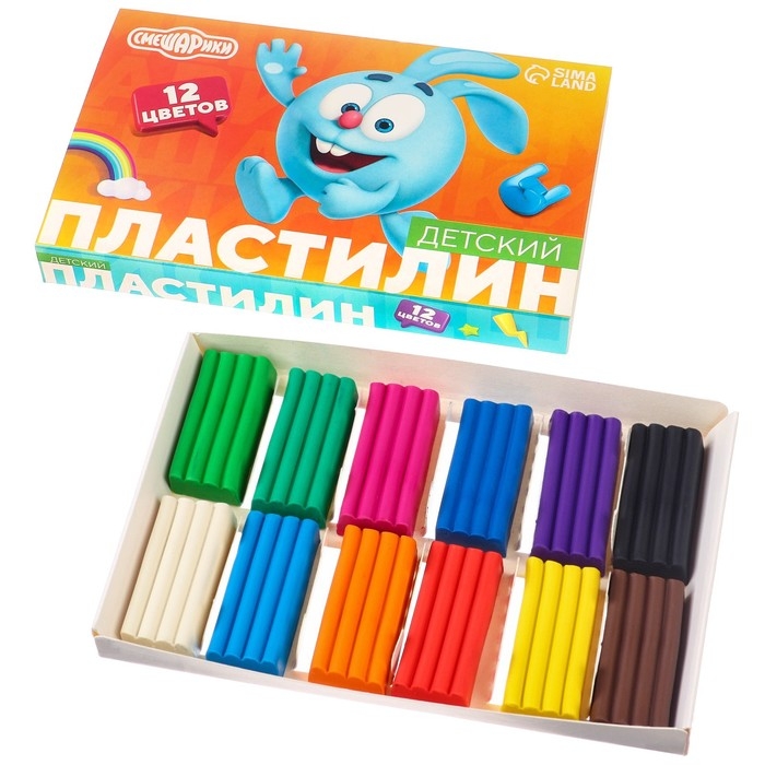 Пластилин  «Детский», 12 цветов, 180 г, Смешарики Пластилин  «Детский», 12 цветов, 180 г, Смешарики