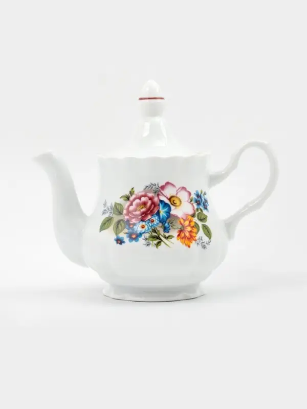 Чайник заварочный Добрушский завод &laquo;Букет цветов&raquo;, 800 мл, фарфор, белый
