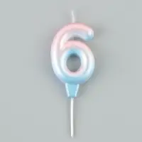 Свеча для торта на шпажке &laquo;Градиент. Цифра 6&raquo;, 3.5&times;5&times;1 см, розовая