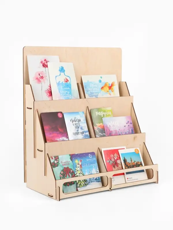 Подставка под открытки 6 ячеек по 16.2 см, 34.5&times;18.5&times;38.5 см, толщина 3 мм, цвет бежевый