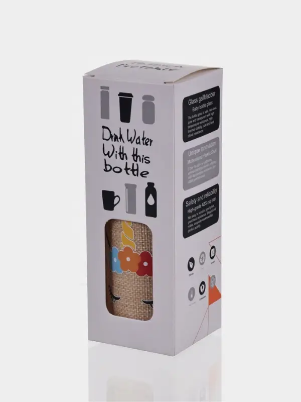 Бутылка для воды стеклянная в чехле &laquo;Единорожек&raquo;, 300 мл, h=16.5 см