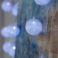 Гирлянда &laquo;Нить&raquo; 5 м с насадками &laquo;Клубки белоснежные&raquo;, IP20, прозрачная нить, 20 LED, свечение белое, 220 В