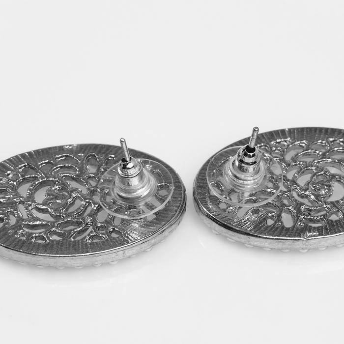 Серьги с жемчугом Серьги с жемчугом "Ажур" грациозная, цвет белый в серебре