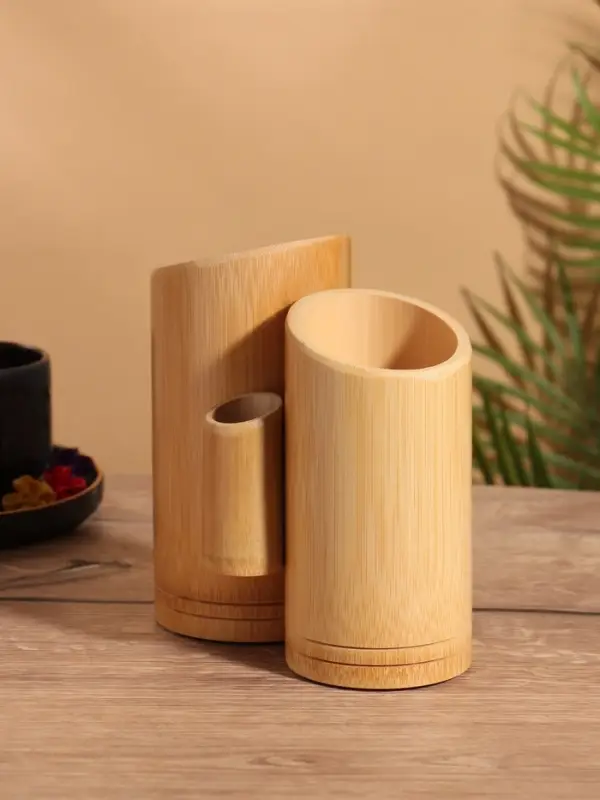 Подставка для столовых приборов, тройная 17 см, бамбук