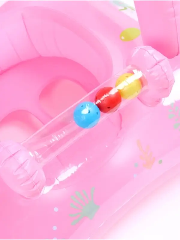 Круг для плавания детский с погремушкой 70 см, цвет розовый