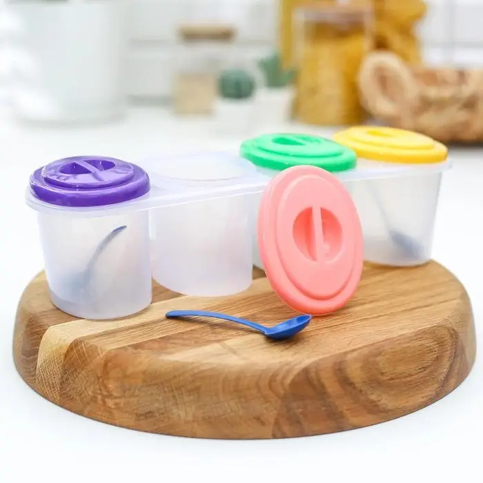 Набор ёмкостей для сыпучих продуктов, 250 мл, 4 отсека, цвет МИКС