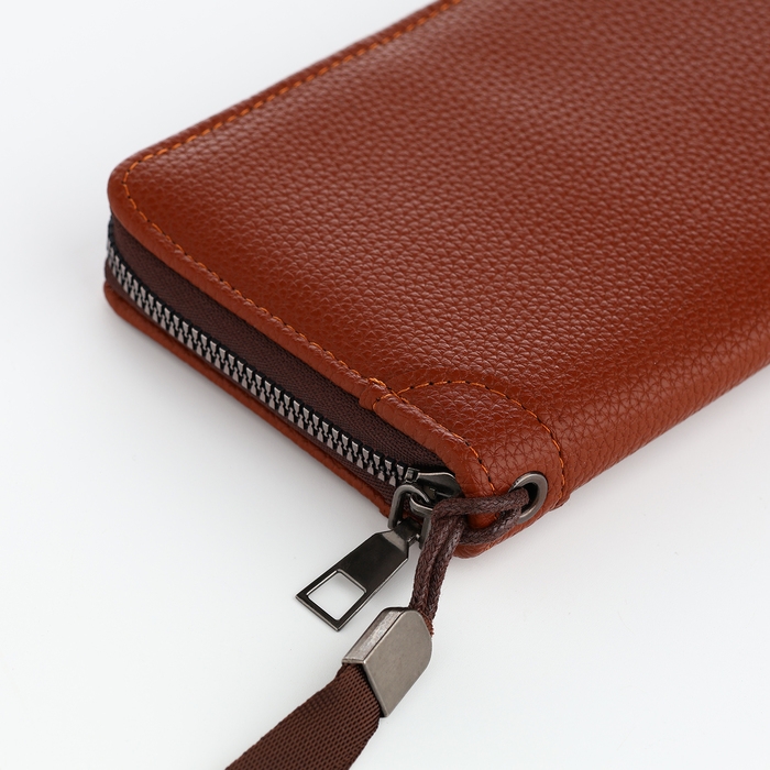 Портмоне мужское на молнии, отдел для карт, монет, цвет коричневый Портмоне мужское на молнии, отдел для карт, монет, цвет коричневый