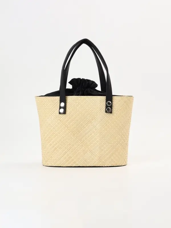 Сумка плетёная из пандана, 26&times;15&times;38 см, бежево-чёрная