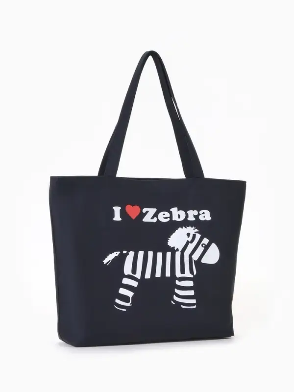 Сумка - шоппер &laquo;Зебра&raquo;, на молнии, с принтом, 42&times;9&times;32 см, чёрная