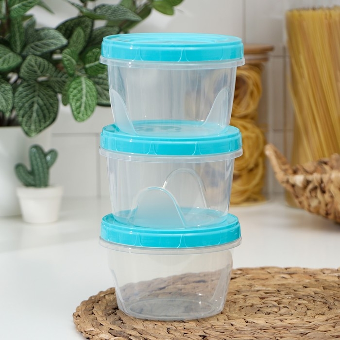 Набор банок для хранения продуктов с крышкой «Фиджи», 3 шт, 0,7 л, цвет крышки МИКС Набор банок для хранения продуктов с крышкой «Фиджи», 3 шт, 0,7 л, цвет крышки МИКС