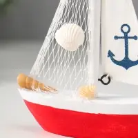 Сувенир дерево "Парусная лодка с якорем на парусе" бело-красный 11х2,5х14 см