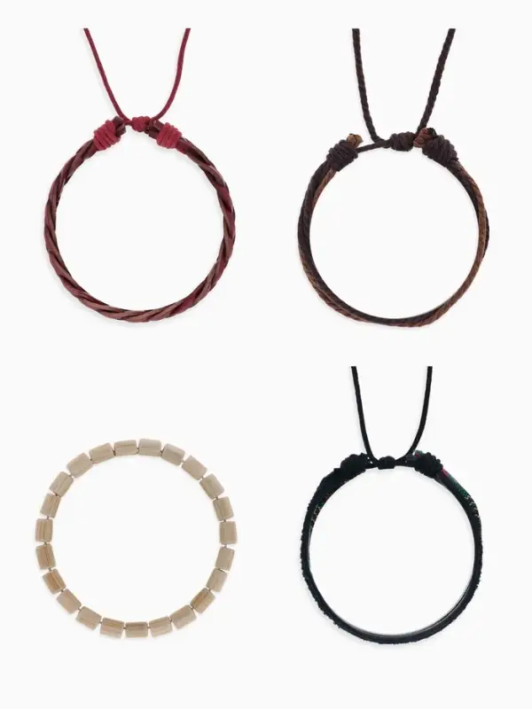 Набор браслетов &laquo;Радужный&raquo;, 4 шт. кожа, цветной, d=8 см