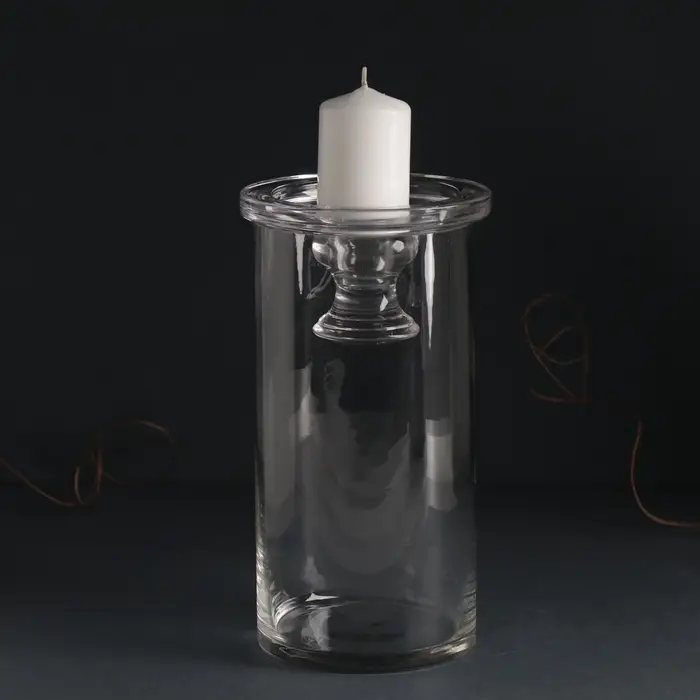 Стеклянный подсвечник на 1 свечу &laquo;Цилиндр широкий&raquo;, прозрачный, d=2 см и d=8 см; 11&times;11&times;20 см