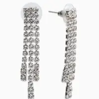 Набор 2 предмета: серьги, колье со стразами &laquo;Лёд. Клавиши&raquo;, d=13.5 см, белый в серебре