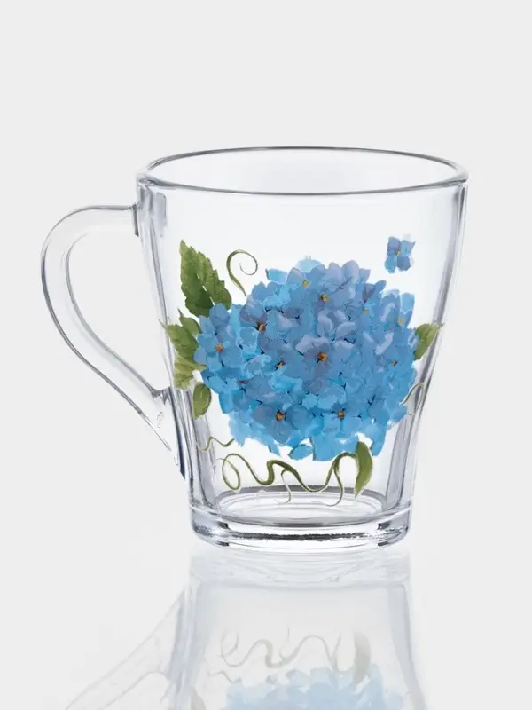 Кружка &laquo;Гортензия&raquo;, 250 мл, стекло, прозрачная
