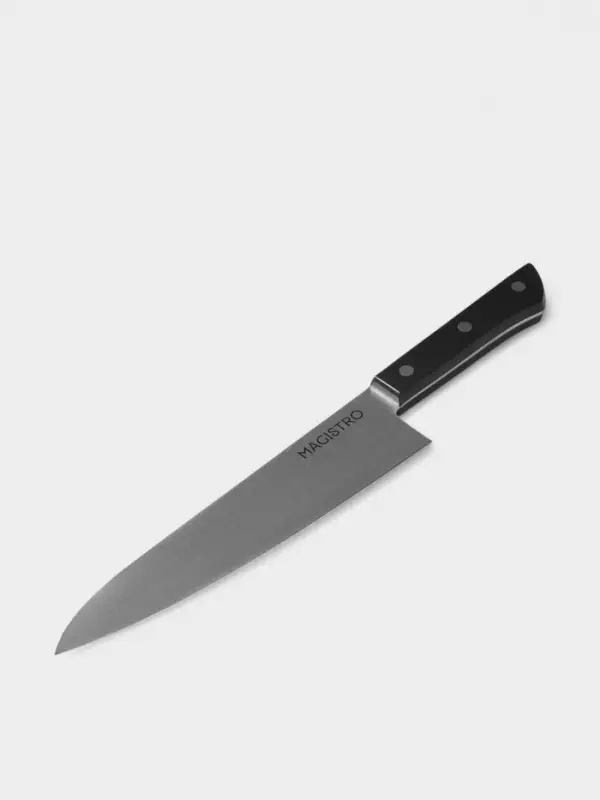 Нож кухонный шеф Magistro Hinshitsu, нержавеющая сталь, лезвие 21.3 см, длина 39 см, чёрный