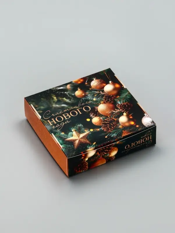Коробка подарочная новогодняя, складная, с окном &laquo;Новогодний аромат&raquo; 11.5&times;11.5&times;3 см