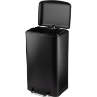 Ведро мусорное с педалью и доводчиком Luscan 30л,черное,прямоуг,металл