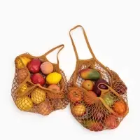 Набор 2 шт.: сумка-авоська плетёная, клетка 1.5 см, рыжая