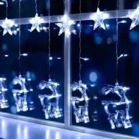 Гирлянда &laquo;Бахрома&raquo; 2.4&times;0.9 м с насадками &laquo;Олень&raquo;, IP20, прозрачная нить, 138 LED, свечение белое, 8 режимов, 220 В