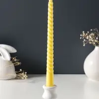 Набор свечей витых 25 см, 3 шт., 57 г, 5 ч, пастельно-жёлтый