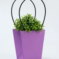 Сумка для цветов тиснение сиреневая влагостойкая, 17&times;17 - 11.5&times;11.5 - 20 см