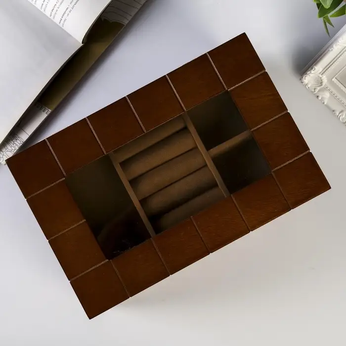 Шкатулка для украшений &laquo;Клетка&raquo;, дерево, коричневая, 13.8&times;16.5&times;24 см