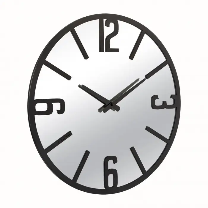Часы настенные, интерьерные, бесшумные, d-50 см, зеркало, черные