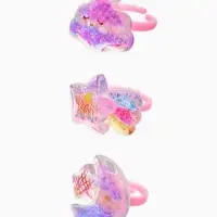 Набор детских колец "Выбражулька" звездочка с блестками, 3 шт. разноцветные