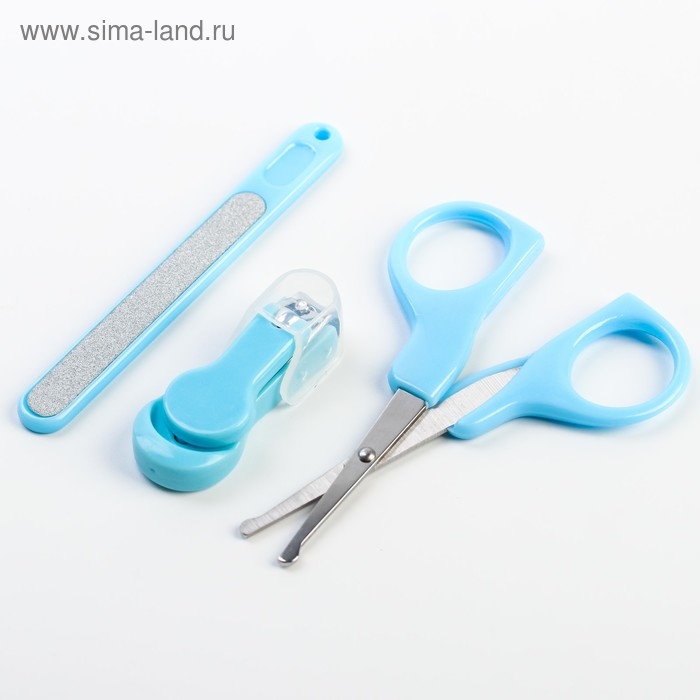 Детский маникюрный набор, 3 предмета: ножницы, пилка, книпсер, от 0 мес., цвет голубой Детский маникюрный набор, 3 предмета: ножницы, пилка, книпсер, от 0 мес., цвет голубой